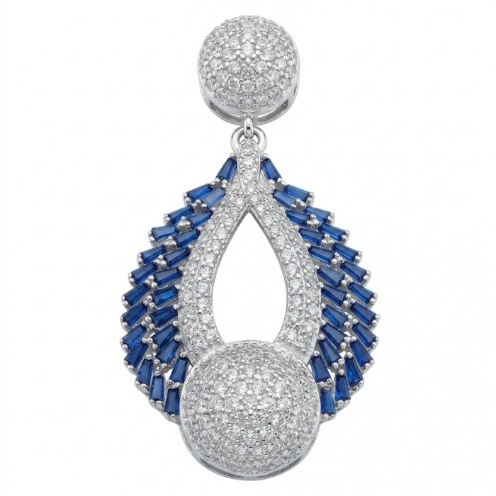 Heirloom Genuine 8.5 carat Sapphire .925 Sterling Silver dipped in rhodium handmade Pendant
