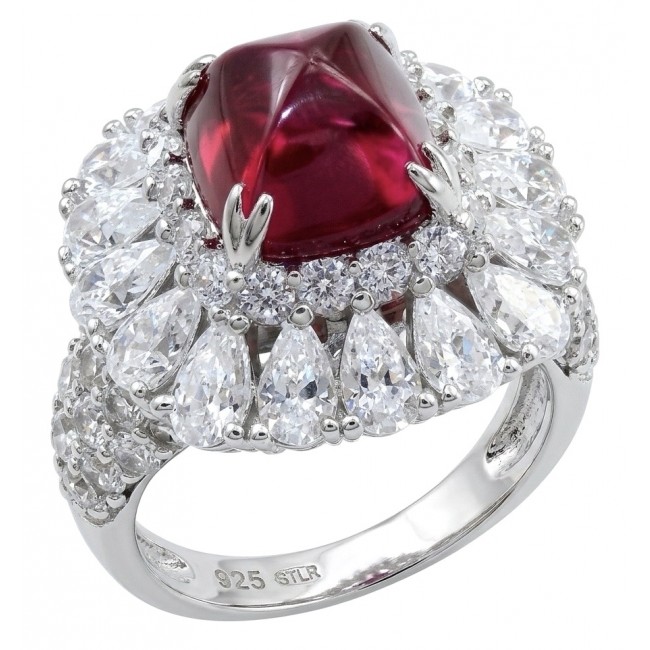 Bella Rossa Magnificent Jewel 6.4 carat Ruby .925 Sterling Silver handcrafted incredible ring s. 7