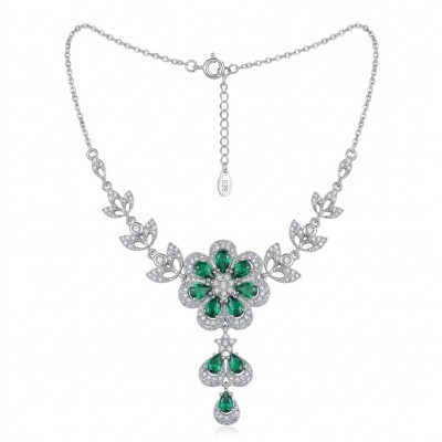 Giovanna - Authentic 10.9 carat Colombian Emerlad .925 Sterling Silver handcrafted Statement necklace