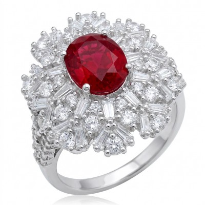 Rosalia 4.2 carat authentic Ruby .925 Sterling Silver handcrafted incredible ring s. 8