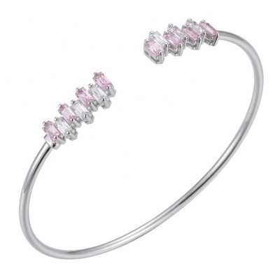 Precious Light Natural 6.8 carat Pink Topaz .925 Sterling Silver bracelet