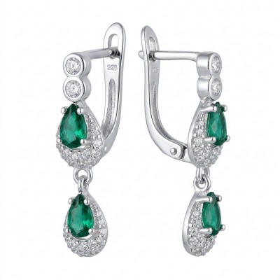 Isabella 2.5 carat emerald cut Colombian Emerald .925 Sterling Silver Perfectly handcrafted earrings