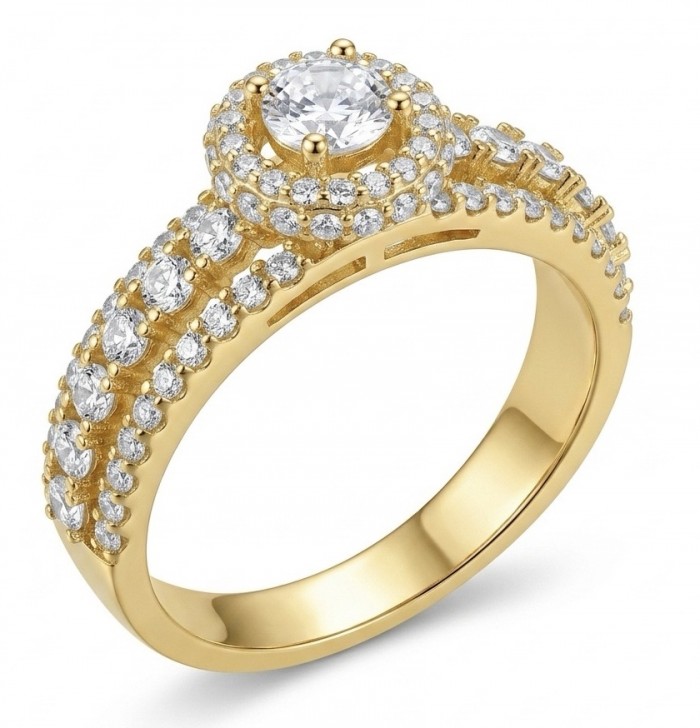 Precious Natural 3.4 carata White Topaz 18k Gold over .925 Sterling Silver ring size 8