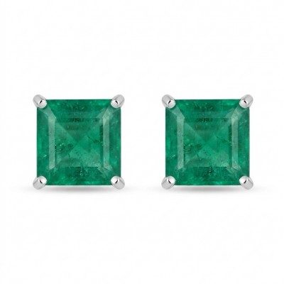 ROYALTY - assher cut 7.8 carat COLOMBIAN Emerald .925 Sterling Silver handmade Statement Earrings