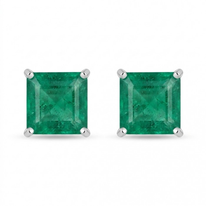 ROYALTY - assher cut 7.8 carat COLOMBIAN Emerald .925 Sterling Silver handmade Statement Earrings