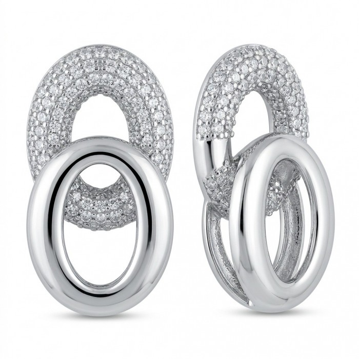 TIFFANY - LUXURIUS - Natural pave White Topaz rhodium over .925 Sterling Silver handmade earrings