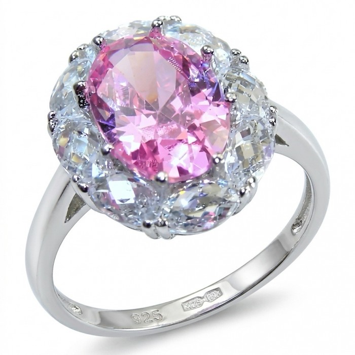 Anastasia 10.2 carat Pink Sapphire .925 Sterling Silver Handcrafted Statement Ring size 8