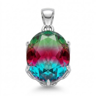 5.2 carat oval cut Brazilian Tourmaline .925 Sterling Silver Perfectly handcrafted pendant