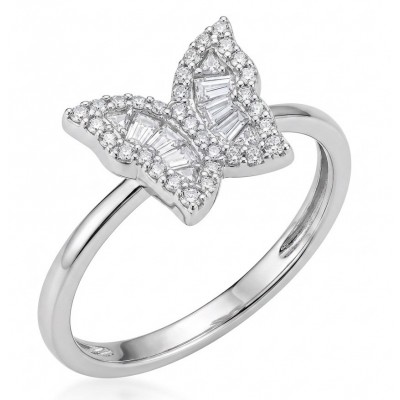 White Butterfly natural 2.5 carat Topaz .925 Sterling Silver handmade Ring size 8 1/4