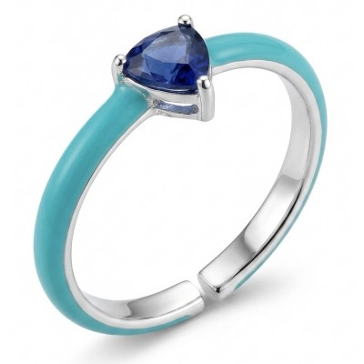 Natural 0.8 carat Sapphire and Enamel .925 Sterling Silver Huge handcrafted Ring s. 8