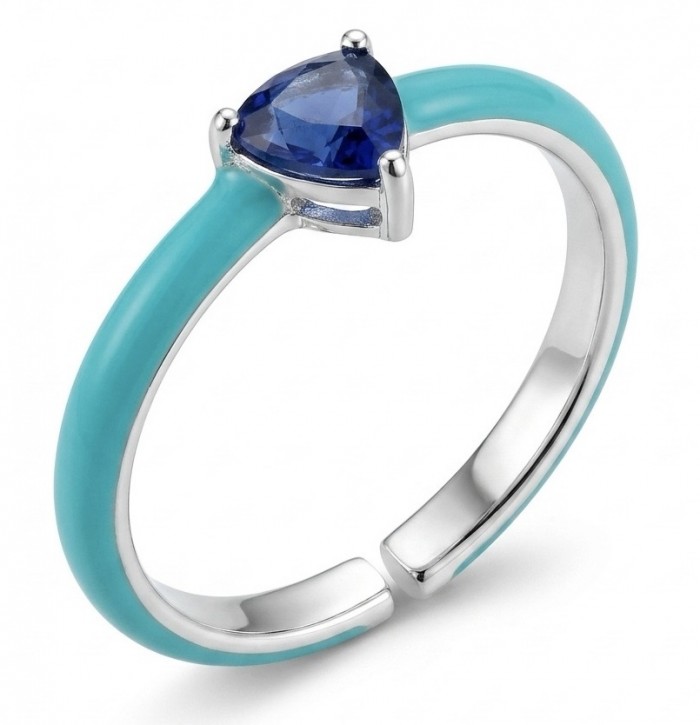 Natural 0.8 carat Sapphire and Enamel .925 Sterling Silver Huge handcrafted Ring s. 8