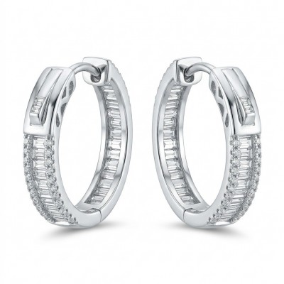 Allure Natural 8.2 carat White Topaz .925 Sterling Silver handcrafted hoop earrings