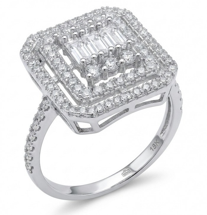 Esmeralda - Precious 10.5 carta White Topaz rhodium over .925 Sterling Silver Statement ring size 6 1/2