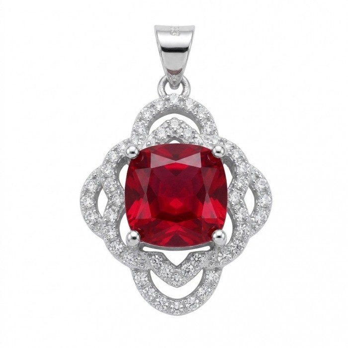 Authentic 6.5 CARAT Ruby .925 Sterling Silver Pendant