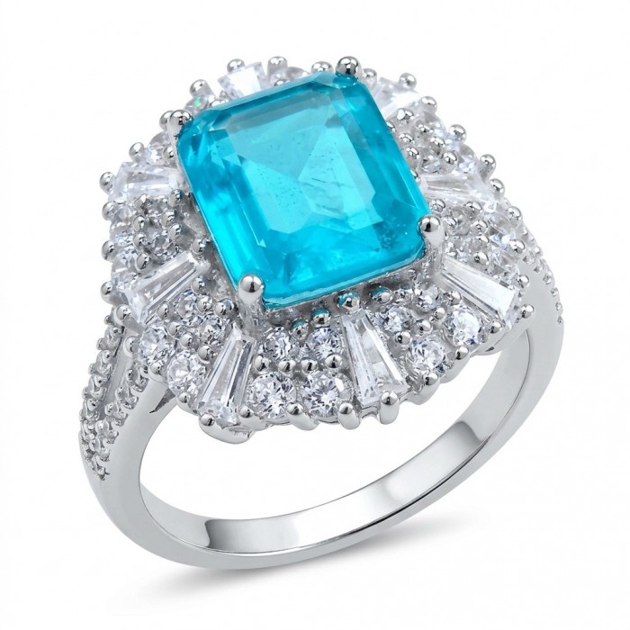 Eau Pure 7.5 carat Paraiba Tourmaline .925 Sterling Silver Handcrafted Ring size 8 1/4