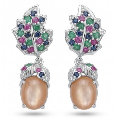 Giovanna 18.2 carat Golden Sapphire .925 Sterling Silver dipped in rhodium Statement Earrings