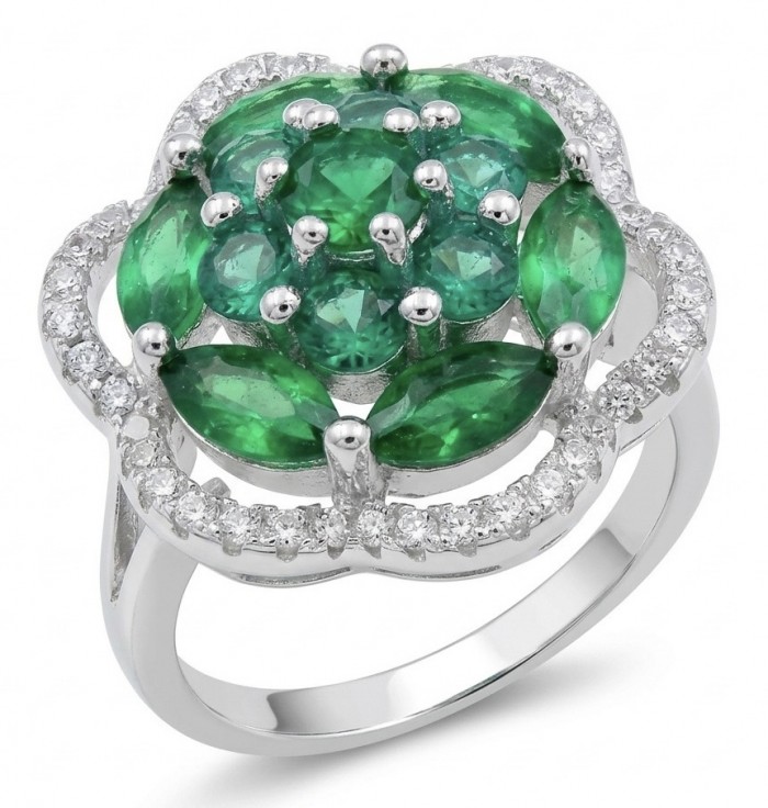 SPRING 6.5 carat Chrome Diopside .925 Sterling Silver handcrafted ring size 6