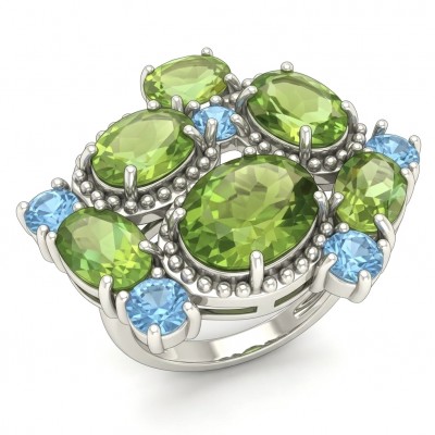 Purity 14.9 carat authentic Himalayan Peridot .925 Sterling Silver Handcrafted Statement Ring size 7