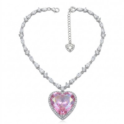 Titanic - Heart of The Ocean Necklace ~ 22.7 Ct Pink Sapphire Necklace In 925 Sterling Silver necklace