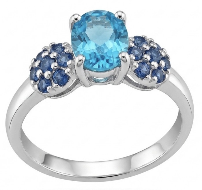 Pacifica 1.5 carat authentic Swiss Blue Topaz .925 Sterling Silver handmade Statement Ring size 7 1/2