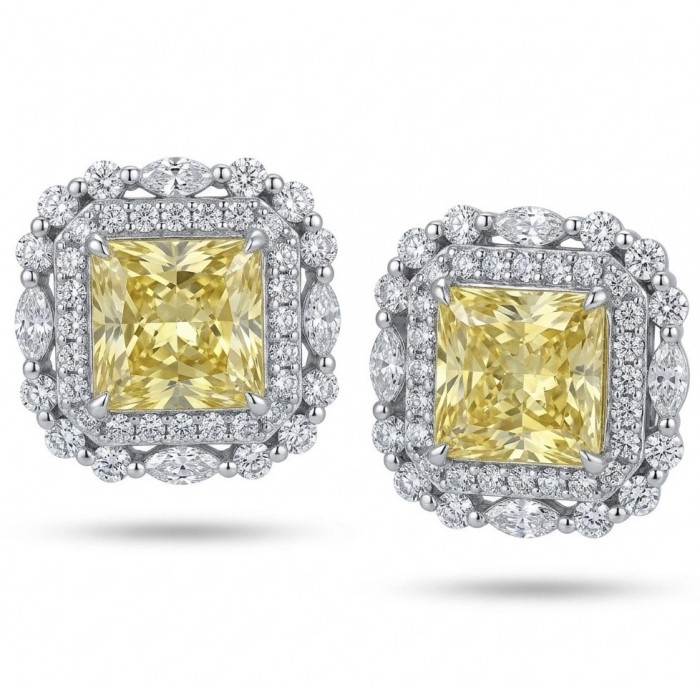 4.5 carat Golden - yellow Montana Sapphire .925 Sterling Silver handcrafted earrings