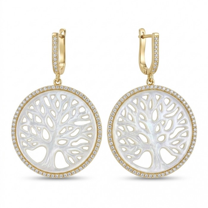 Family Tree - Large - Sublime Blister Pearl 18K Gold over .925 Sterling Silver handcrafted Earrings