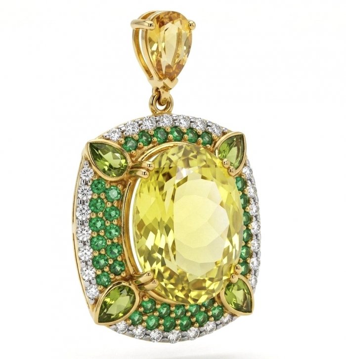 Tiffany - amazing quality 26.7 CARAT genuine Brazilian Citrine 18 K Gold over .925 Sterling Silver handmade pendant - video