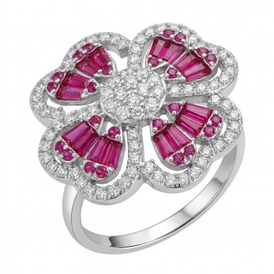 Art Deco 8.6 ctw Ruby .925 Sterling Silver handcrafted Statement Ring size 7