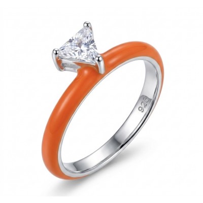 Natural 0.8 carat WHITE TOPAZ and Enamel .925 Sterling Silver Huge handcrafted Ring s. 6