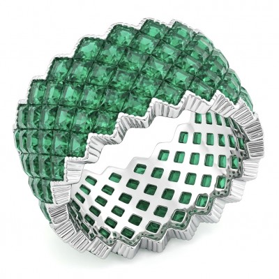 Love Forever - authentic 11.2 carat pave Emerald .925 Sterling Silver Eternity Ring size 5 3/4