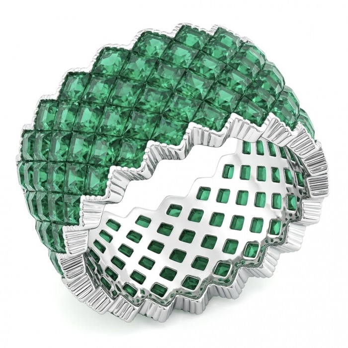 Love Forever - authentic 11.2 carat pave Emerald .925 Sterling Silver Eternity Ring size 5 3/4