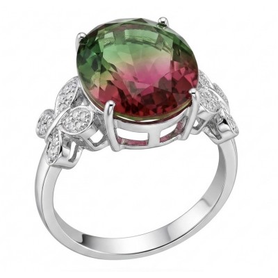 Rio 6.8 carat Brazilian Tourmaline .925 Sterling Silver dipped in 18K Gold Perfectly handcrafted Ring s. 8 1/4