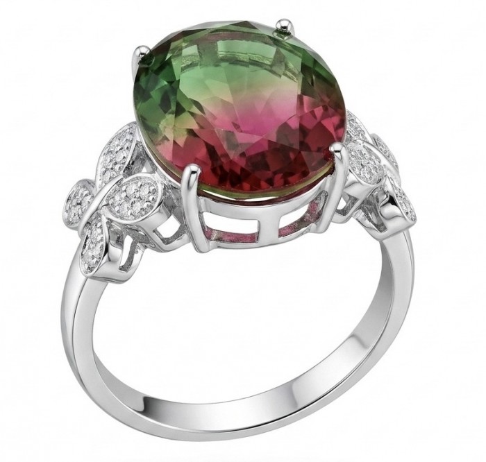 Rio 6.8 carat Brazilian Tourmaline .925 Sterling Silver dipped in 18K Gold Perfectly handcrafted Ring s. 8 1/4