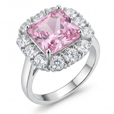 Tiffany - authentic princes cut 14.5 carat Pink Sapphire .925 Sterling Silver Handcrafted Statement Ring size 9