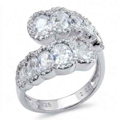 Precious 8.5 carta White Topaz rhodium over .925 Sterling Silver Statement ring size 8 1/2