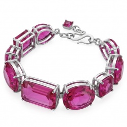Luxurious 140.4 carat Fuchsia Pink Sapphire .925 Sterling Silver handcrafted Bracelet