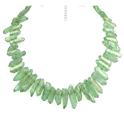 Mint-Green Halite Crystal Cluster .925 Sterling Silver handmade Necklace