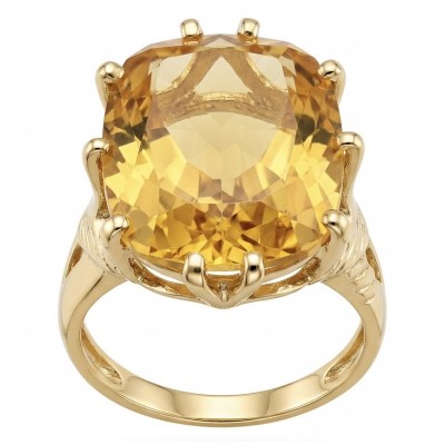 Liliana 28.5 carat HELIODOR .925 Sterling Silver dipped in Real 22K Gold Oversized Ring size 10