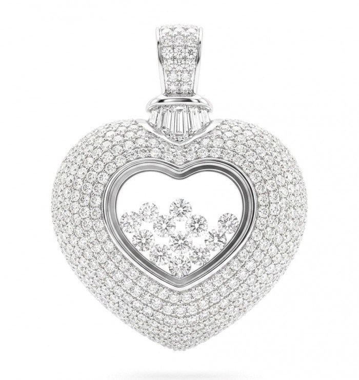 Precious Heart - Floating Memories 4.5 carat White Sapphire .925 Sterling Silver Handcrafted Statement pendant