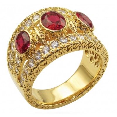 Born to Glam authentic 10.2 carat Ruby 14K Gold over .925 Silver handcrafted Ring s. 7
