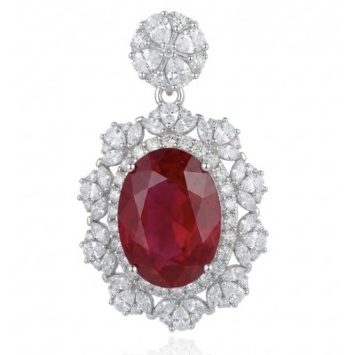 Incredible oval cut 18.8 carat Mozambique Ruby .925 Sterling Silver handcrafted pendant