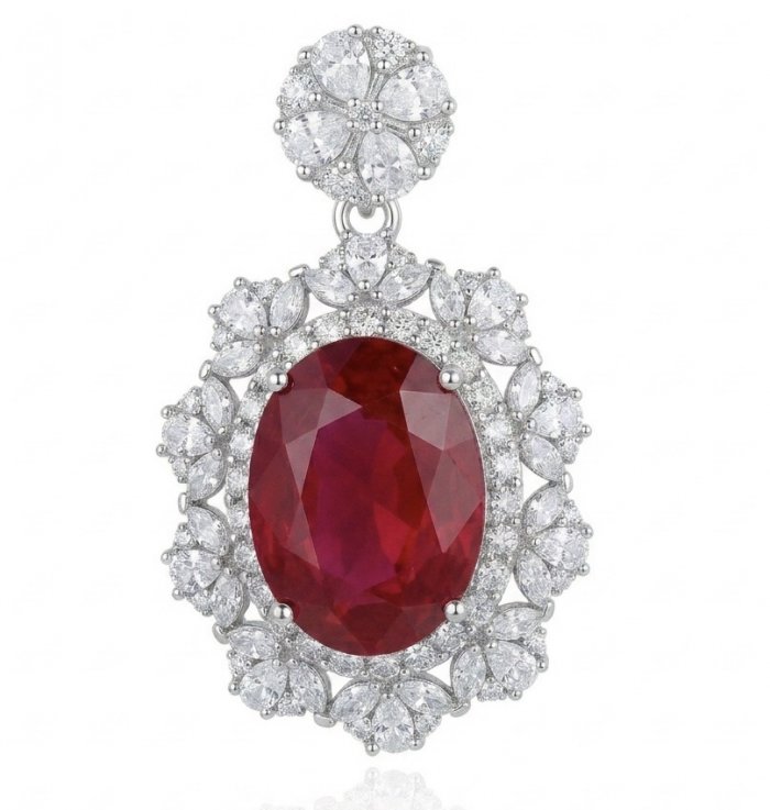 Incredible oval cut 18.8 carat Mozambique Ruby .925 Sterling Silver handcrafted pendant - video
