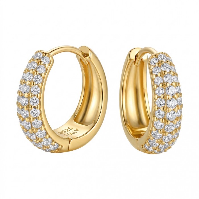 Dubai Style 1.2 carat White Topaz .925 Sterling Silver dipped in 18K Gold handmade Earrings