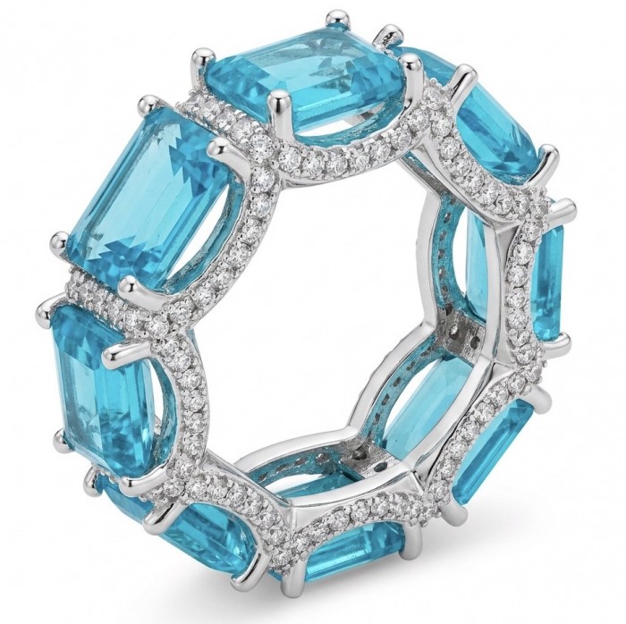 Angel's Wish 22.8 carat Aquamarine .925 Sterling Silver handcrafted infinity ring size 6