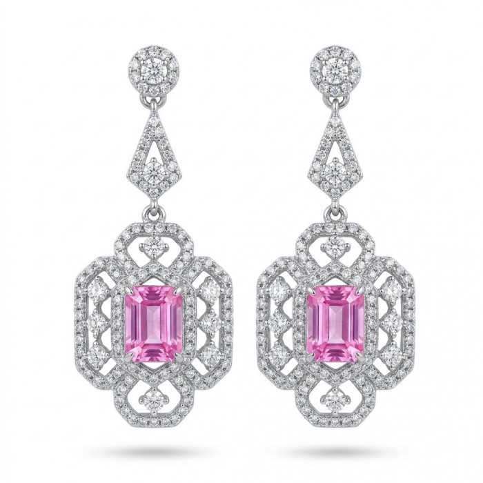 Isabella - Rare 5.9 carat Kunzite .925 Sterling Silver handcrafted Statement earrings