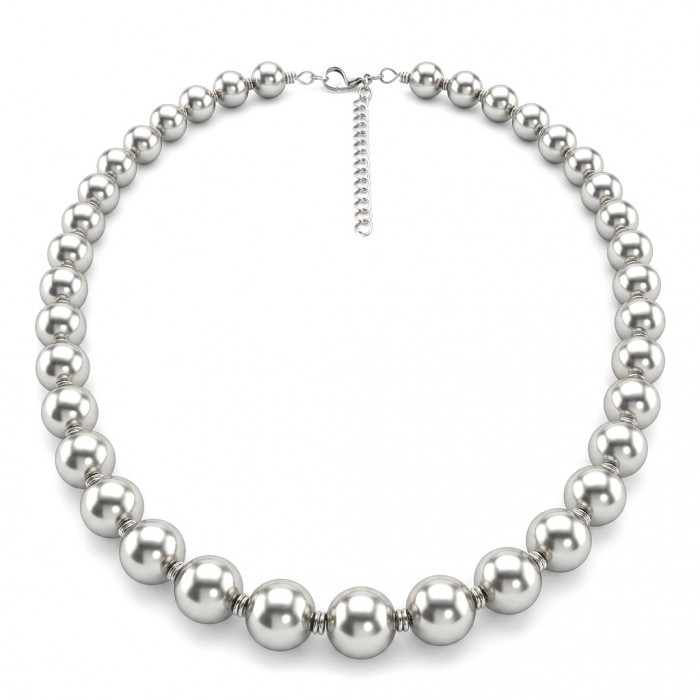 Fancy Italy made Silver Beads Sterling Silver necklace 16'' long, 10 mm wide