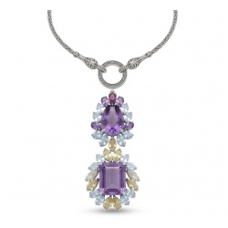 Dolce Vita - Precious Natural 76.5 carat Amethyst from Uruguay Rhodium over .925 Sterling Silver handcrafted Necklace
