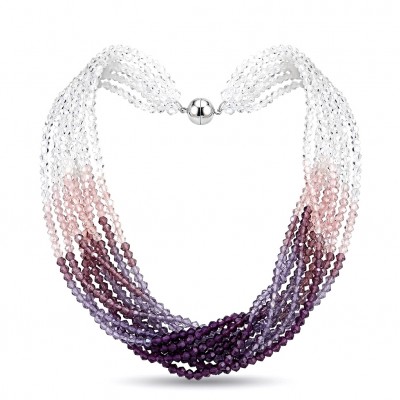 Purple CASCADE Authentic Mountain Crystal .925 Sterling Silver handmade Necklace