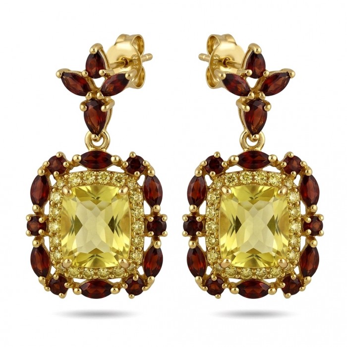 Vivien Luxurious Style - Natural 11.2 carat Citrine .925 Sterling Silver dipped in rhodium handmade earrings