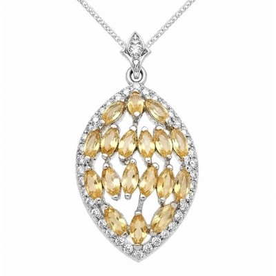 Authentic 15.5 carat Brazilian Citrine rhodium over .925 Sterling Silver handcrafted Statement Pendant